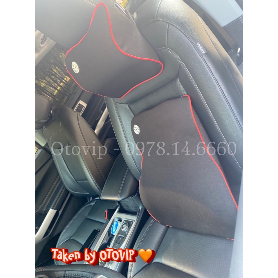 Bộ tựa đầu và tựa lưng cao su non nguyên khối - gối tựa đầu tựa lưng trên ô tô hàng cao cấp êm ái, không xẹp lún