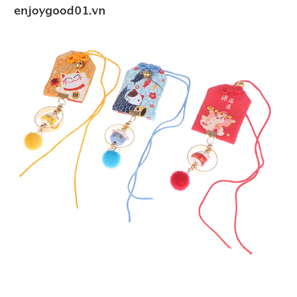 {Chìa Khóa} Mặt Dây Chuyền Hình Mèo May Mắn Hoạt Hình Trang Trí Gương Chiếu Hậu Xe Hơi Bùa Hộ Mệnh