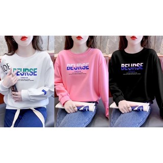 Áo nỉ lót lông sweater nữ in màu xinh xắn