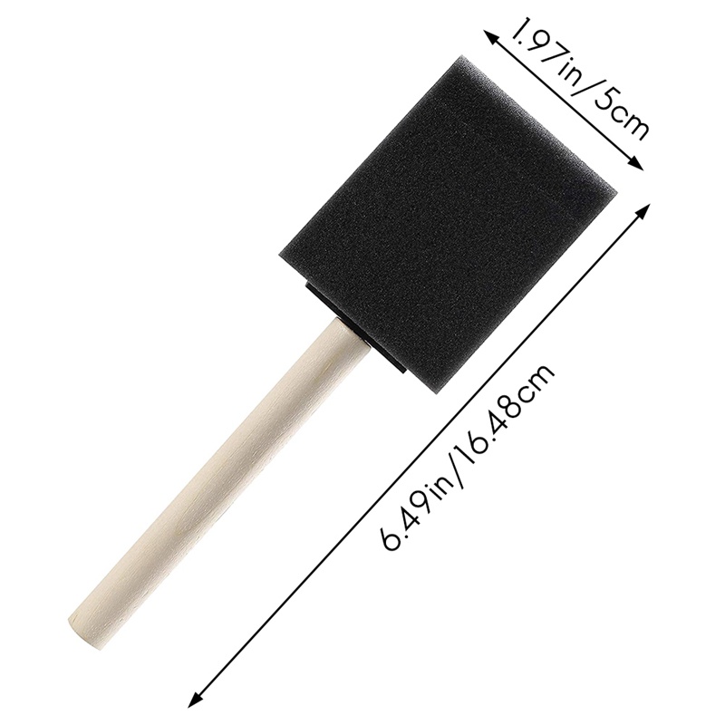 Bộ 50 Cọ Xốp 2 Inch Tay Cầm Bằng Gỗ Dùng Sơn Móng Acrylic / Vết Bẩn / Đánh Bóng Nghệ Thuật