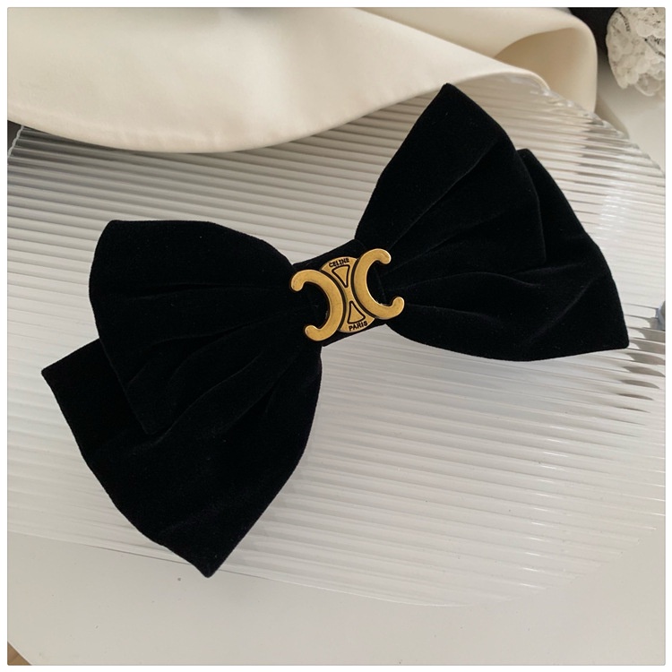 Kẹp Tóc Hình Nơ Màu Đen Phong Cách Vintage