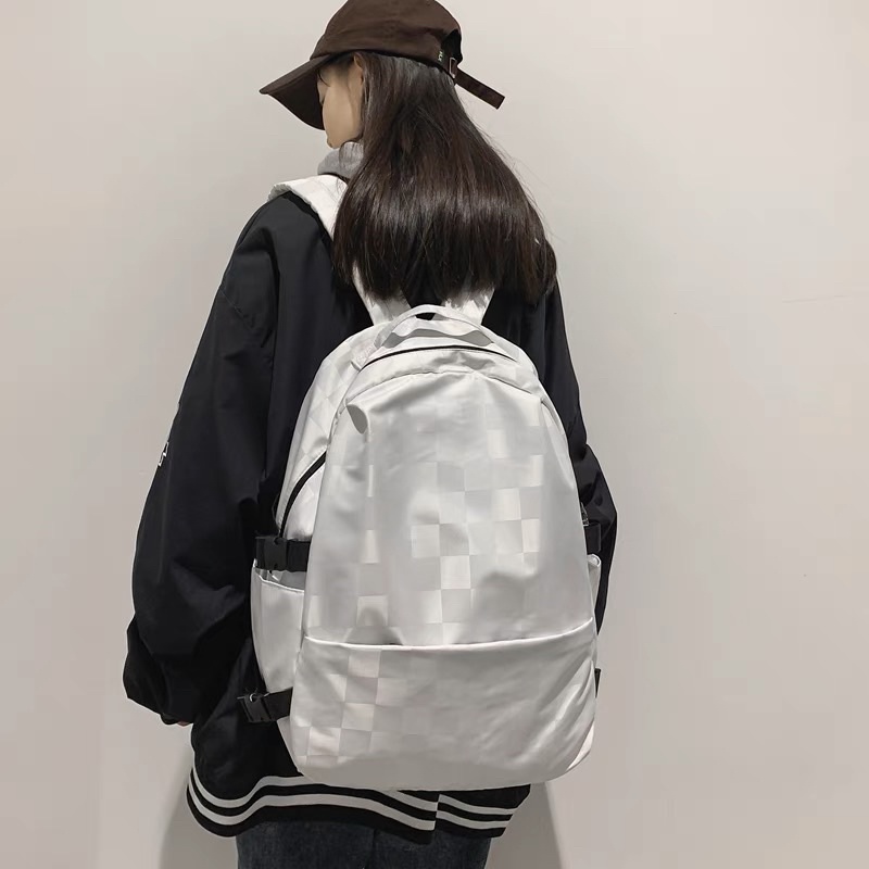 Balo chống nước kẻ Caro cá tính học sinh sinh viên đựng vừa laptop sách vở đi học đi làm cặp unisex balo thời trang