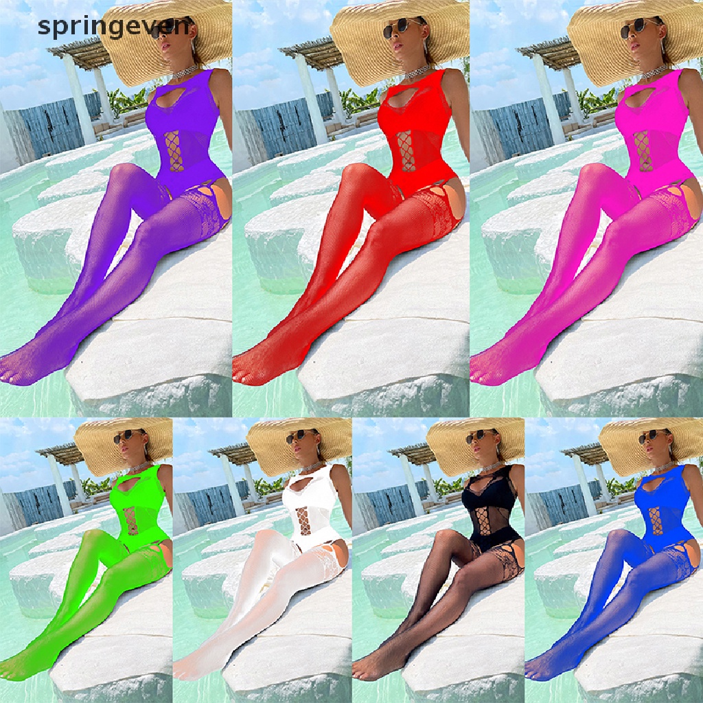 Springeven Quần Tất Lưới Rỗng Không Tay Ôm Sát Gợi Cảm Cho Nữ