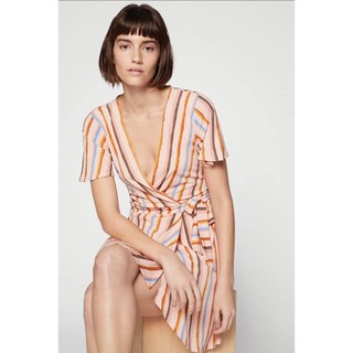 Đầm wrap sọc BCBG Kami