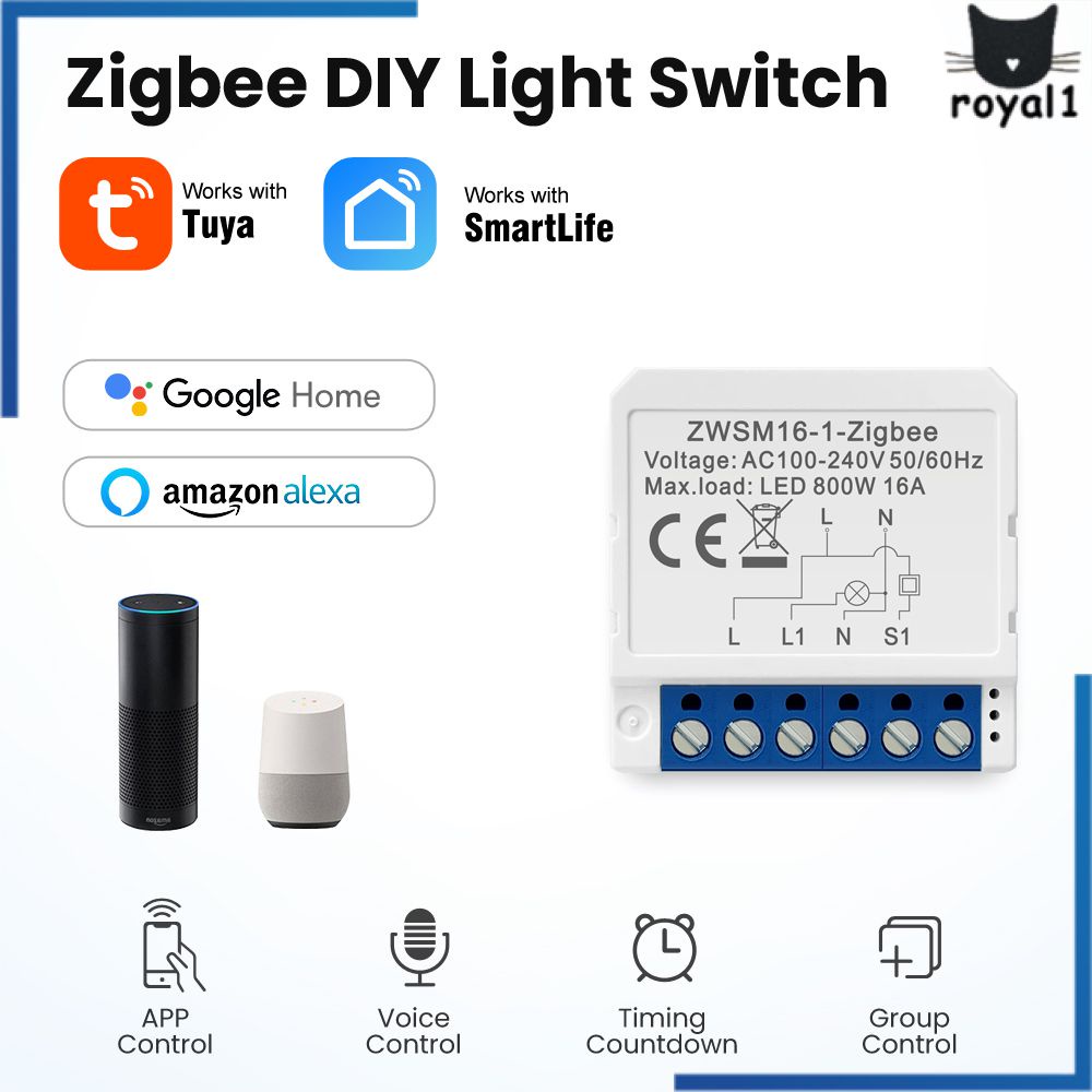 Tuya Zigbee Công Tắc Thông Minh Bật Tắt Mô-đun Mini Điều Khiển Kép 1/2/3/4 Gang Bộ Ngắt Mạch Điều Khiển Bằng Giọng Nói Từ Xa Alexa Google Home Royal1.vn