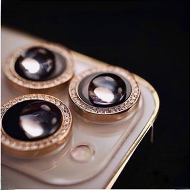 3D Dán kim cương bảo vệ mắt camera Cho iPhone 11 12 13 14 15 Pro Max Plus Mini