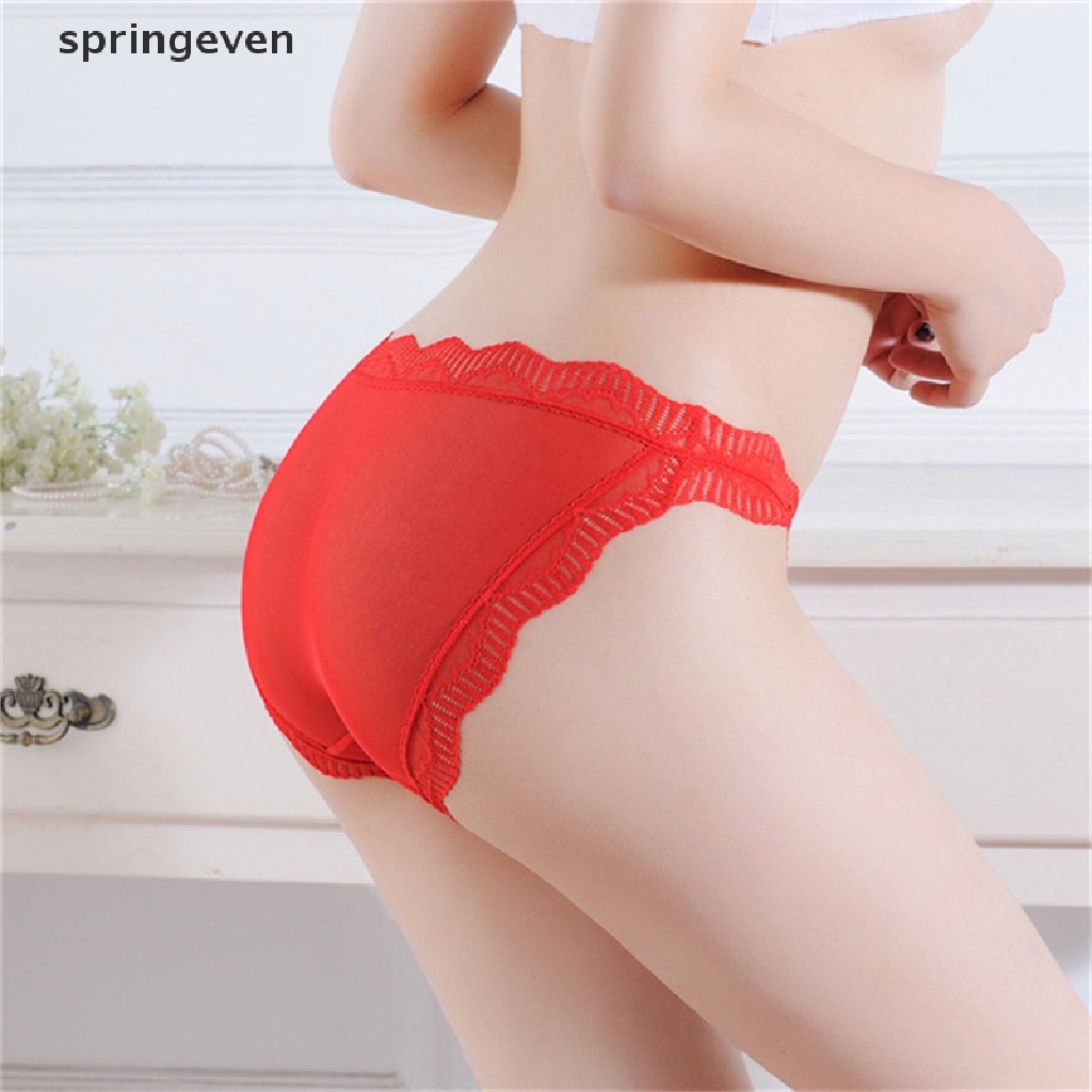 Quần Lót Ren Không Đường May Lưng Thấp Co Giãn Thoáng Khí Đính Nơ Xinh Xắn Cho Nữ