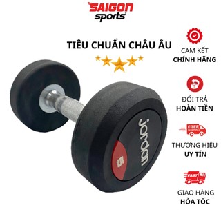Tạ tay cao su cao cấp, tạ tay jodan 5kg nhập khẩu tay cầm mạ innox lõi thép đặc bọc cao su. tạ tập gym - saigon sport