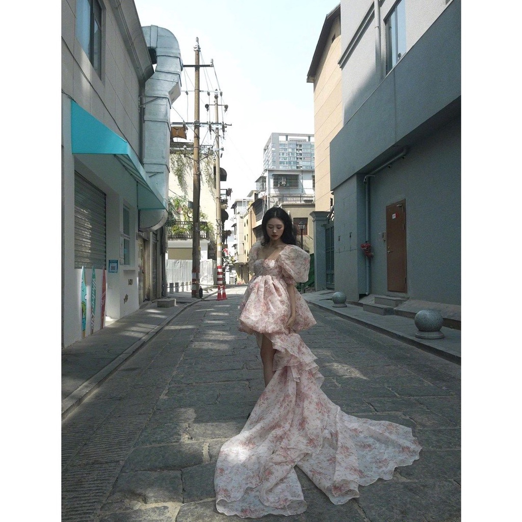 Váy công chúa Đầm Công Chúa Tay Phồng Cổ Vuông Thời Trang Mùa Hè Xinh Xắn Cho Nữ