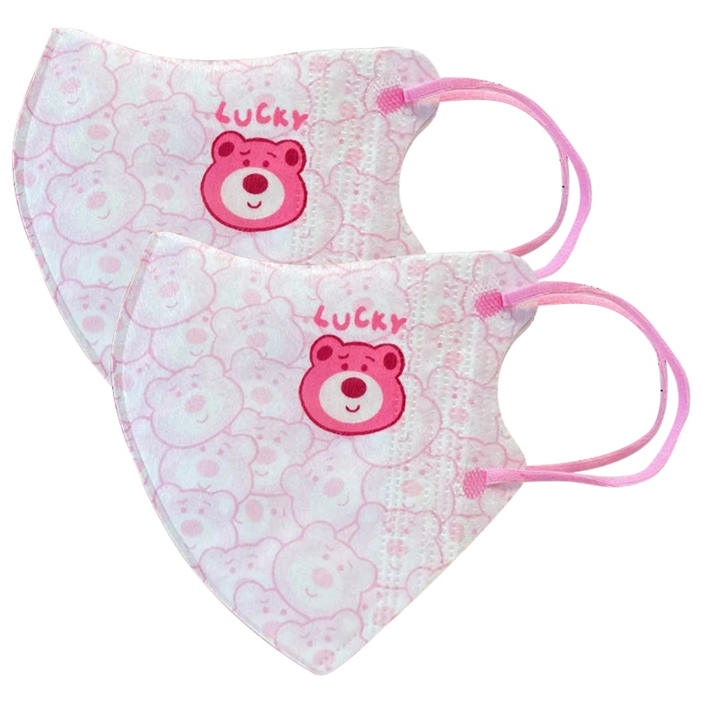 Bộ 10 Khẩu Trang 3 Lớp Họa Tiết Gấu / Dâu Tây Hoạt Hình 3D Thời Trang Cho Người Lớn