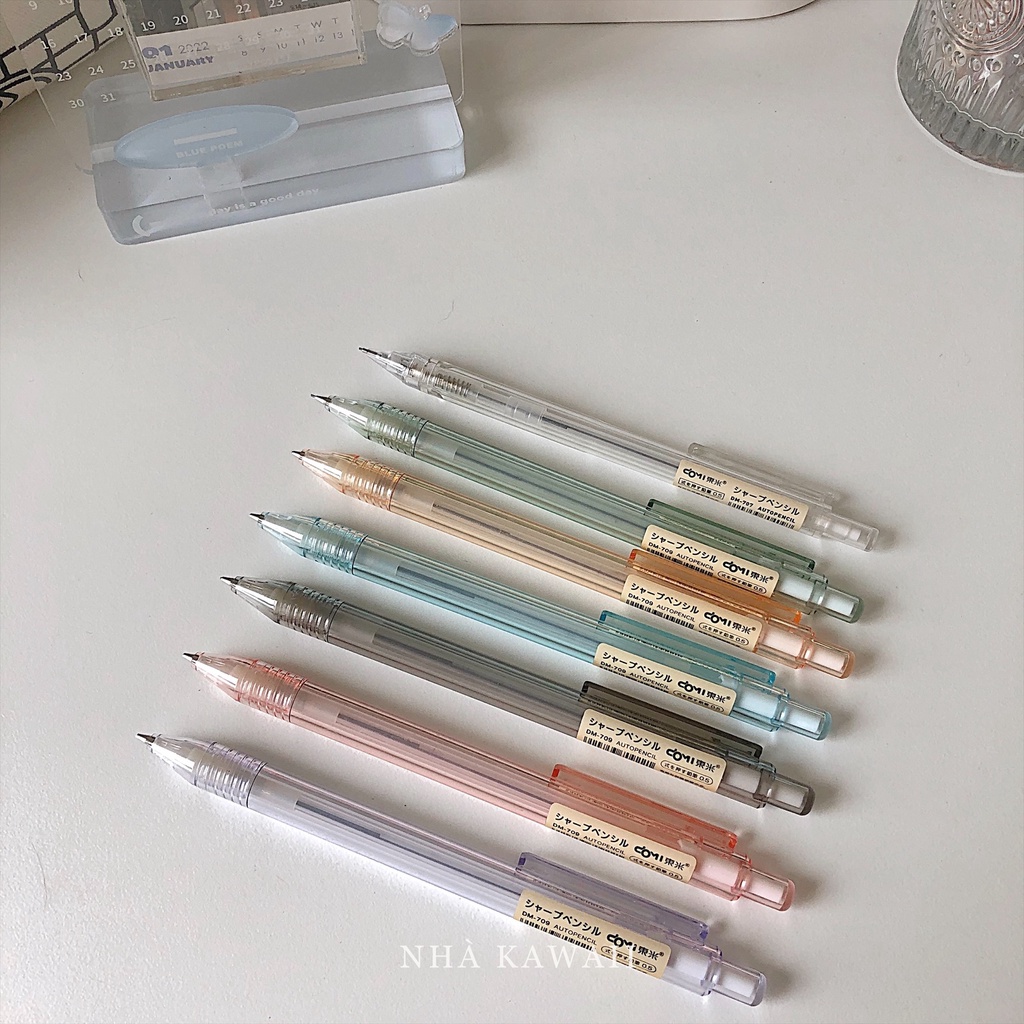 Bút chì bấm DOMI AUTO-PENCIL nhiều màu trong suốt ngòi 0.5mm
