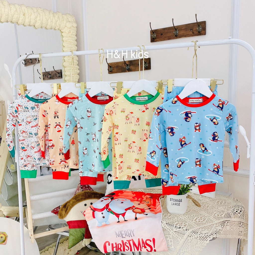 MK178 Bộ dài tay họa tiết Noel thun lạnh cho bé 17-25kg