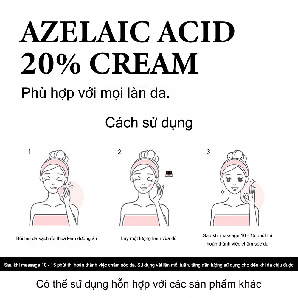 Kem dưỡng da mặt Azelaic Acid 20% Cream 30g Kiểm soát dầu và làm mờ vết mụn