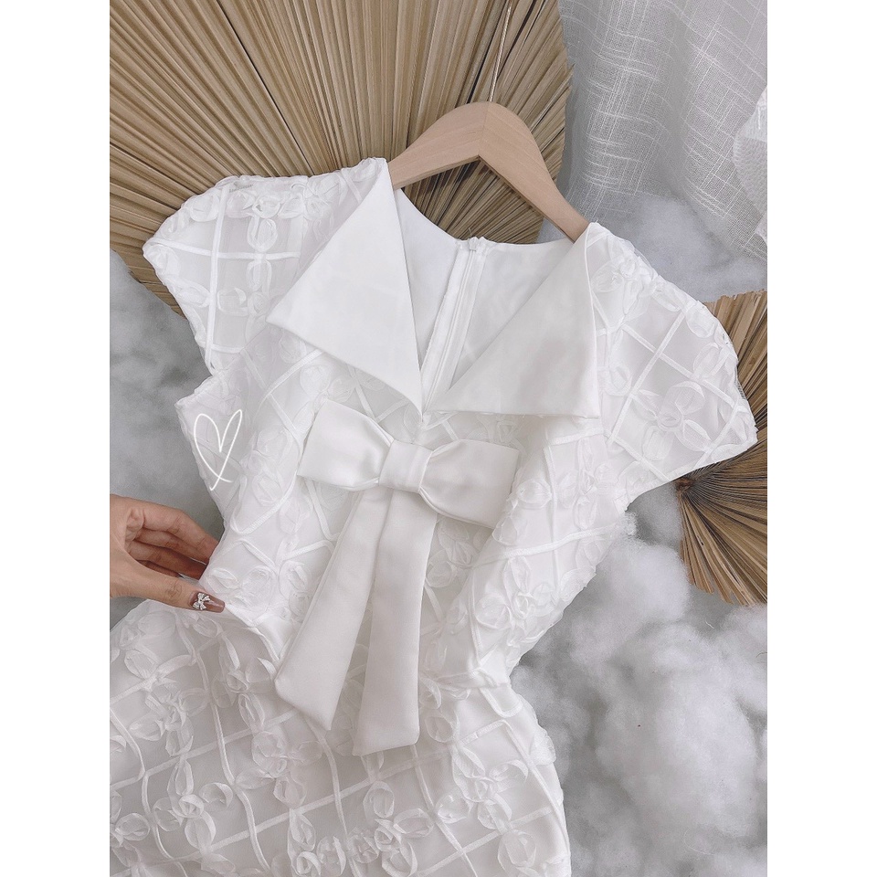 Đầm/váy ren hoa nổi đính nơ tiểu thư siêu nhẹ nhàng My.Clothing V40