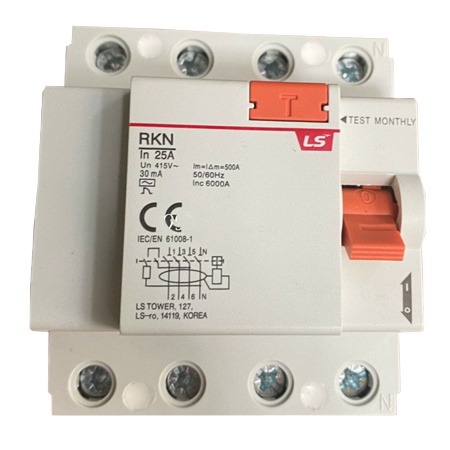 Aptomat chống giật RCCB LS RKN3P+N-25A, 10KA