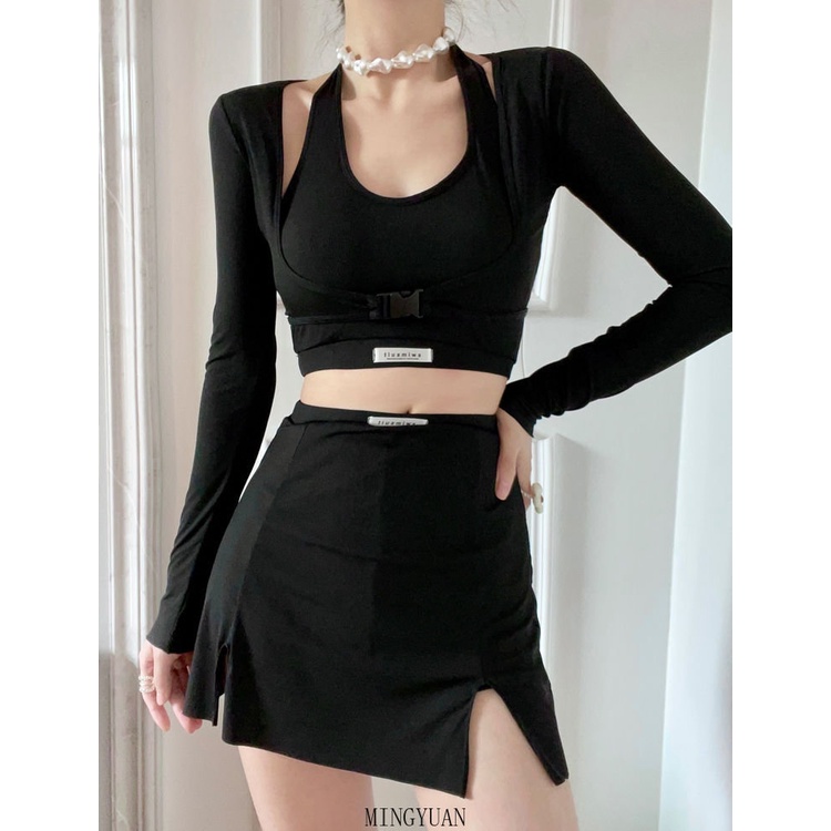 Bộ Đồ Bơi Tay Dài Kín Đáo Mới Năm 2023 Với Váy Xẻ Tà Mỏng Và Che Bụng Cho Nữ Sinh