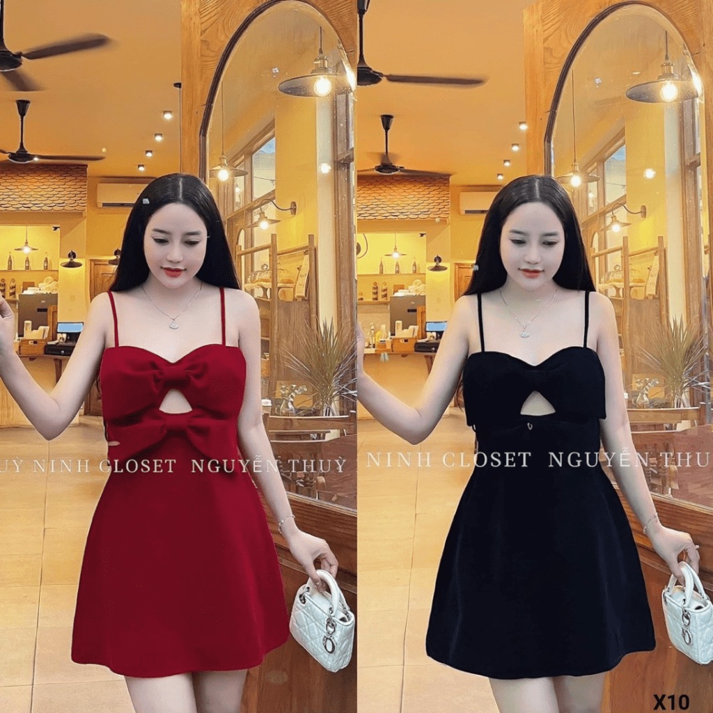 SALE LỚN CHO MỌI NHÀ - ĐẦM NHUNG CỨNG HAI DÂY ÔM EO DÁNG NGẮN CỰC XINH ĐẸP ĐI CHƠI DẠO PHỐ DỰ TIỆC CHO CHỊ EM UP  SHOP H