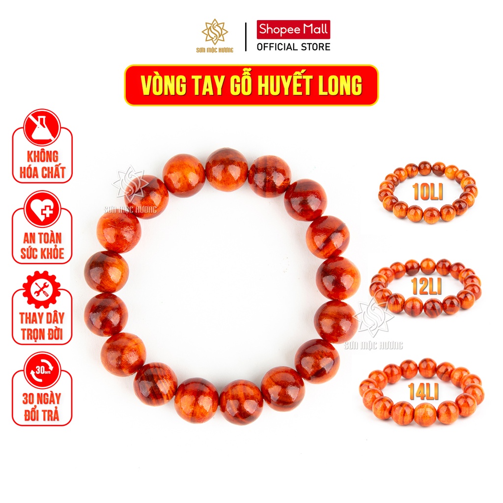 Vòng tay gỗ huyết long cao cấp phong thủy vòng trang sức may mắn tài lộc Sơn Mộc Hương