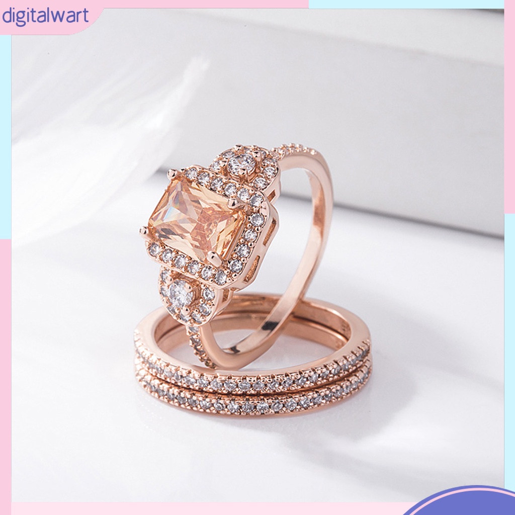 Set 2 Nhẫn Hợp Kim Đính Đá Pha Lê Nhân Tạo Thời Trang Dành Cho Nữ