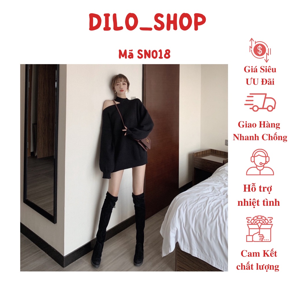 Áo Nỉ Nữ Dáng Cut Out Khoét Vai Dài Tay 4 Màu-SN018