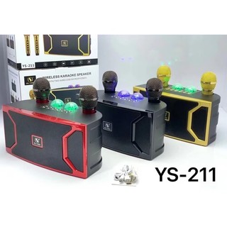 Loa Bluetooth Ys-211 hiệu ứng đèn Led chớp kèm 2 micro karaoke ko dây công suất 30 W