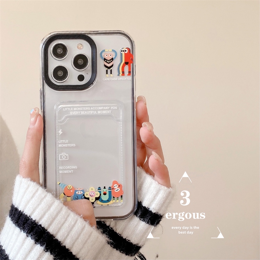 Ốp Điện Thoại TPU Mềm Trong Suốt Có Ngăn Đựng Thẻ 3 Trong 1 Cho IPhone 14 13 12 11 Pro Max X XR Xs Max 8 7 6 6s Plus SE 2020