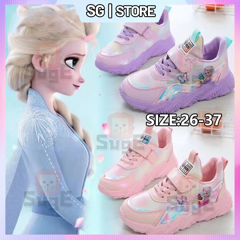 【SG】Phim hoạt hình trẻ em Giày thể thao lưới cho bé gái Công chúa Elsa Giày thường cho trẻ em Không trơn trượt Kích thước 27-38