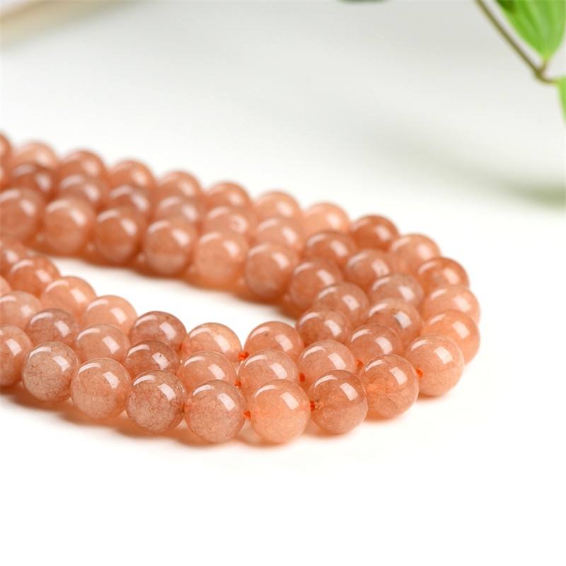 █diy●Chuỗi Hạt Đá Chalcedony Tròn Màu Cam Ánh Trăng Chalcedony Dùng Làm Trang Sức