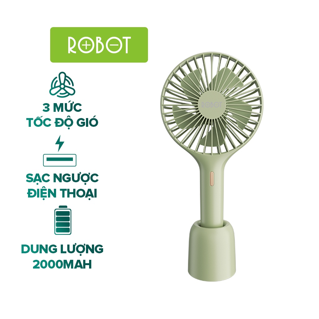 Quạt Mini Cầm Tay ROBOT RT-BF17 Pin 2000mAh - 3 Tốc Độ Gió - Kích Thước Nhỏ Gọn Kiêm Pin Sạc Dự Phòng