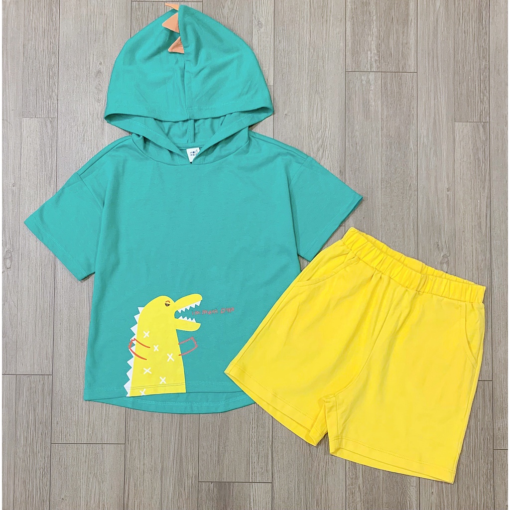 Bộ khủng long có mũ xanh vàng cho bé trai BMO002