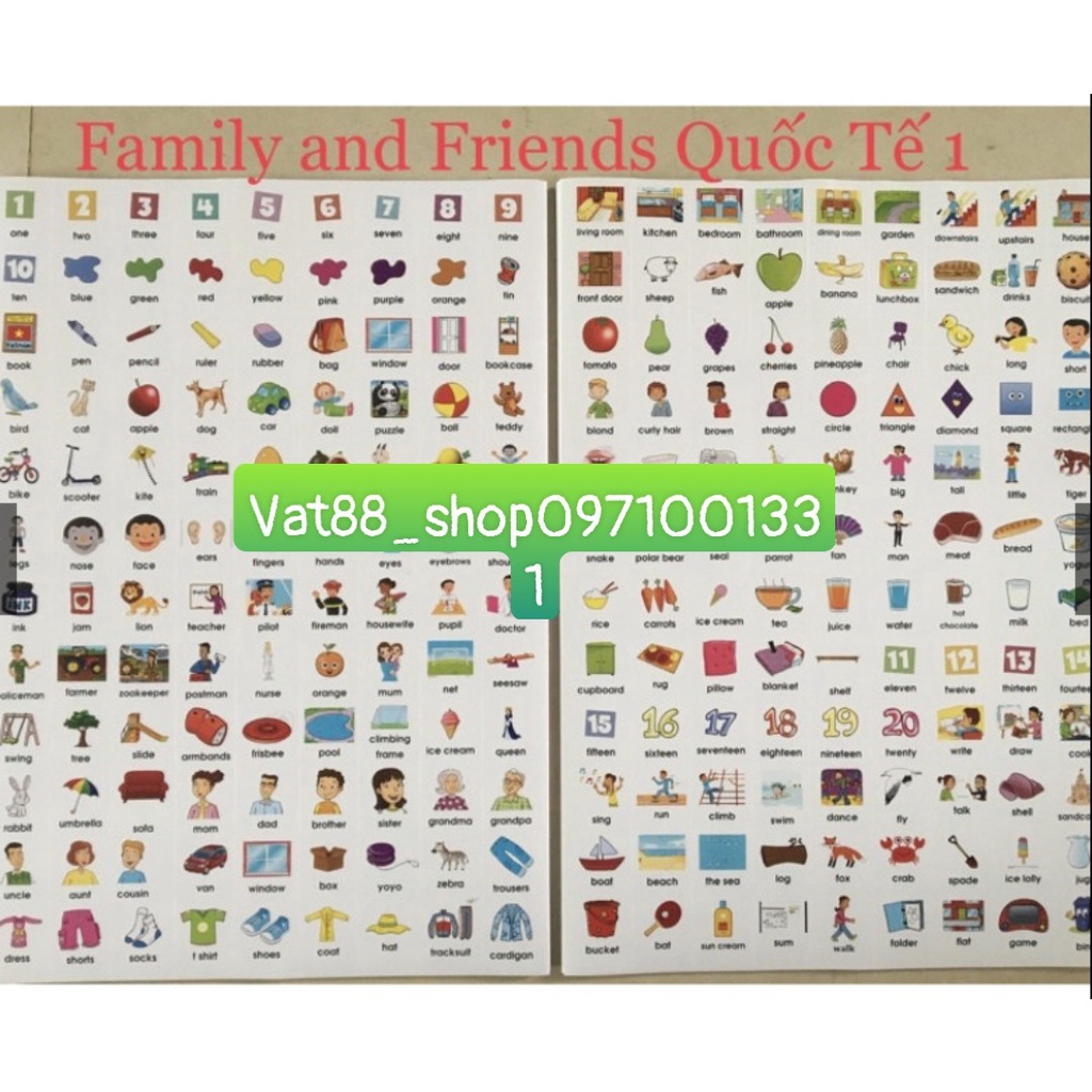 Sticker từ vựng Family & Friends bản quốc tế............