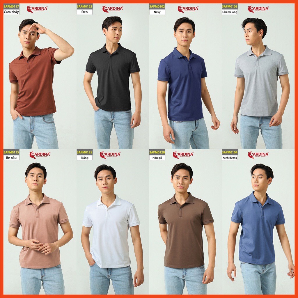 Áo Polo Nam 𝐂𝐀𝐑𝐃𝐈𝐍𝐀 Cao Cấp Chất Cotton Mỹ Áo Thun Cổ Bẻ Cộc Tay Mềm Mại Trẻ Trung Siêu Mát Khử Mùi 3APM01