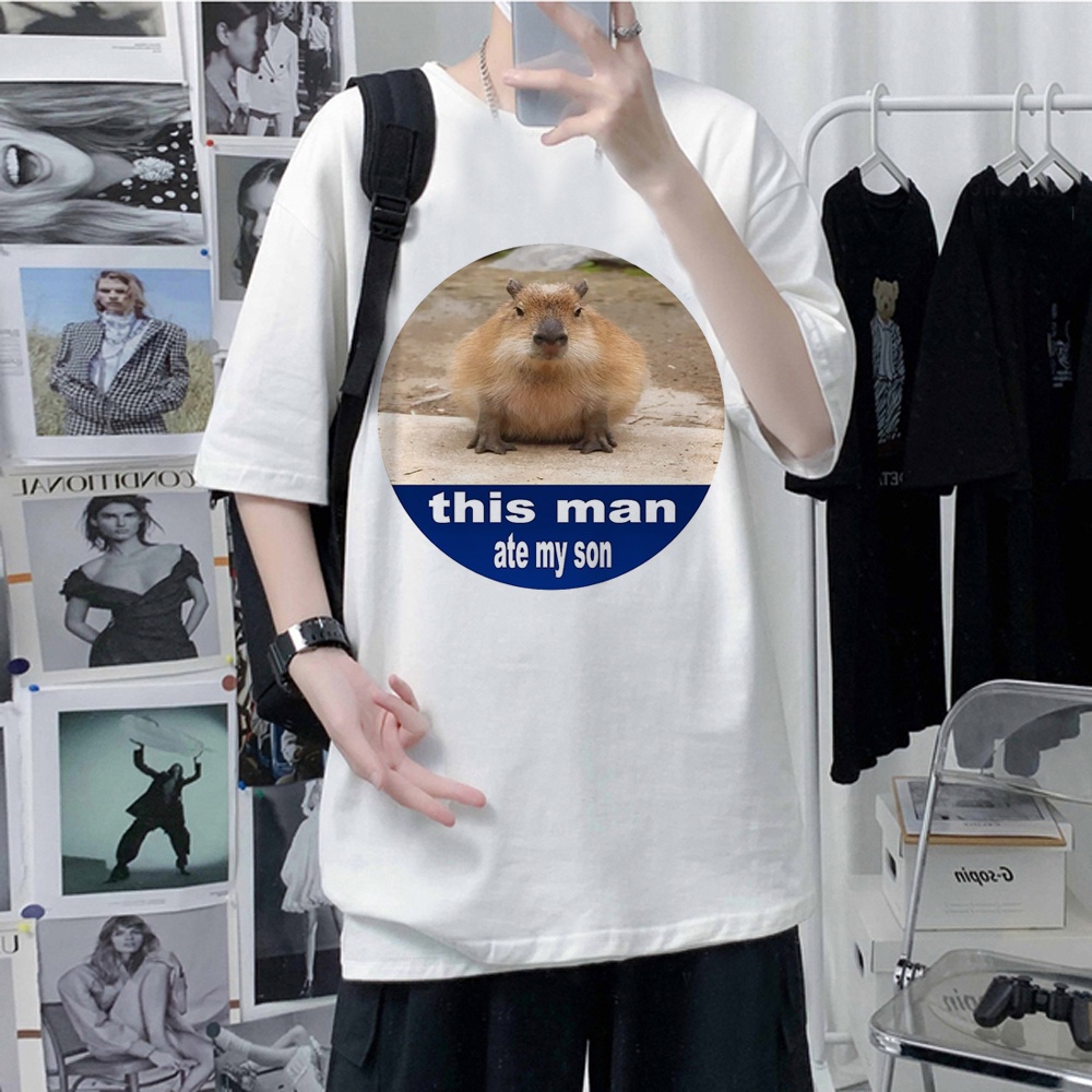 Áo Thun In Hình capybara Vui Nhộn Thời Trang Đường Phố Cho Nam