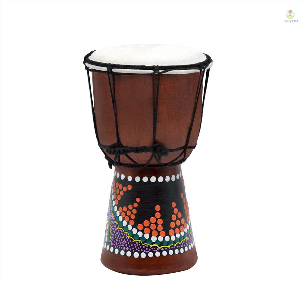 (nacyvn) Trống Djembe Bongo Châu Phi Bằng Gỗ Kích Thước Nhỏ Gọn 4 Inch Với Họa Tiết Đầy Màu Sắc (Giao Hàng Ngẫu Nhiên)