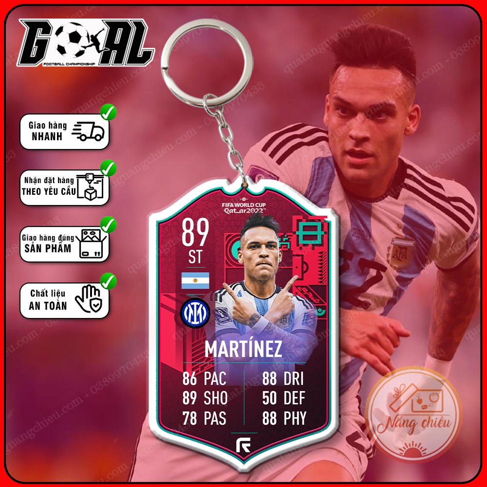 Thẻ Icon bóng đá huyền thoại - móc khóa cầu thủ Lautaro Martinez- Clb Inter Milan[8850-8861]