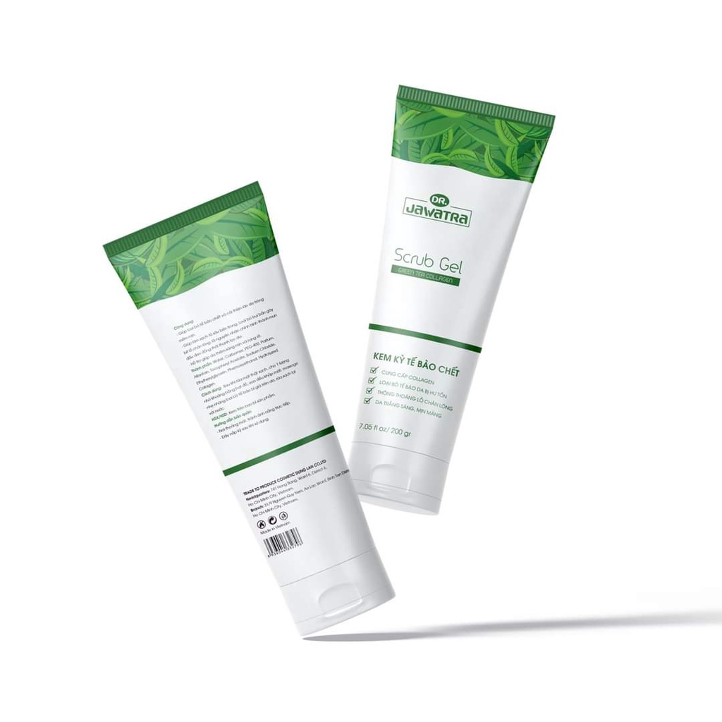 Kem tẩy tế bào chết trà xanh collagen Jawatra 200g