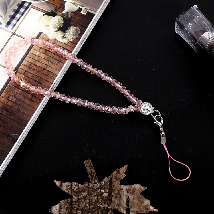 Dây Đeo Tay Chuỗi Hạt Pha Lê Màu Trơn 6MM Chống Thất Lạc Cho iPhone Android OPPO VIVO Huawei Xiaomi Redmi Samsung