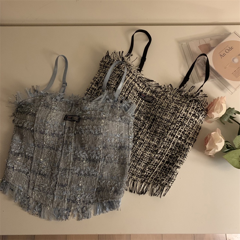 Áo hai dây phối tua rua phong cách Hàn Quốc với 4 màu tùy chọn