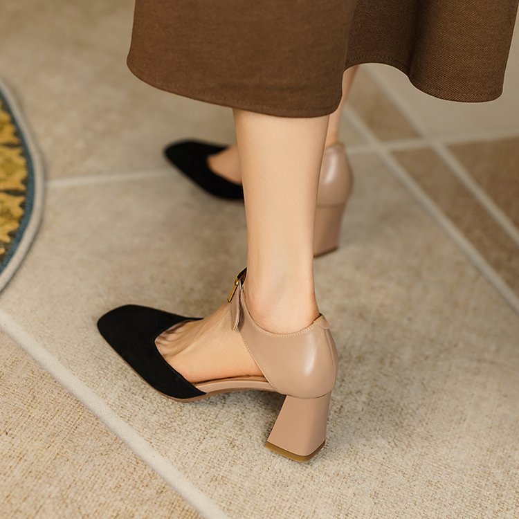 Giày Cao Gót Phối Khóa Cài Thời Trang Dành Cho Nữ