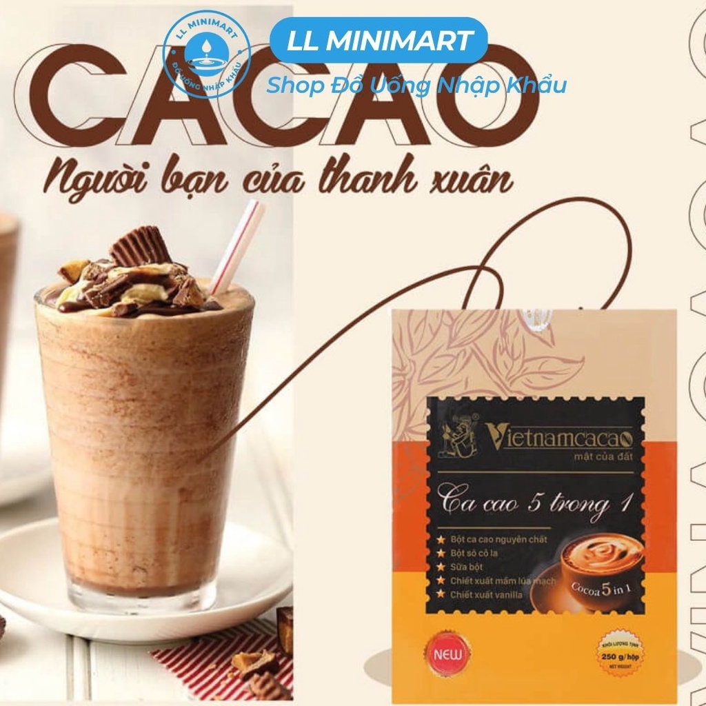 Bột Cacao 5In1 Vinacacao Hộp 250G