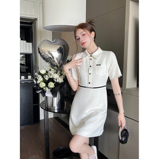 MIU-MIU spring and summer new fashion logo logo contrast color design lace elegant slimming dress
