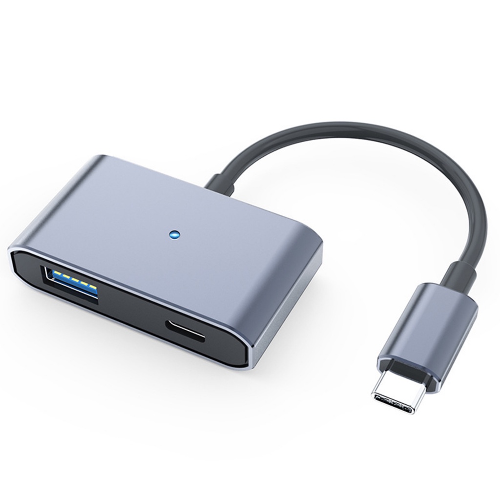Bộ Chuyển Đổi Type-C Sang USB OTG 2 Cổng USB 3 Trong 1 Bằng Hợp Kim Nhôm Tiện Dụng