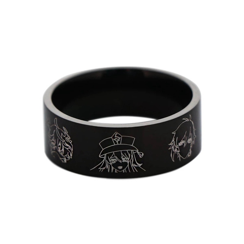 Fancy PEA GenshinImpact Hu Tao Nhẫn Thép Không Gỉ Dễ Thương Làm Quà Tặng Hóa Trang Anime Cho Nam Và Nữ