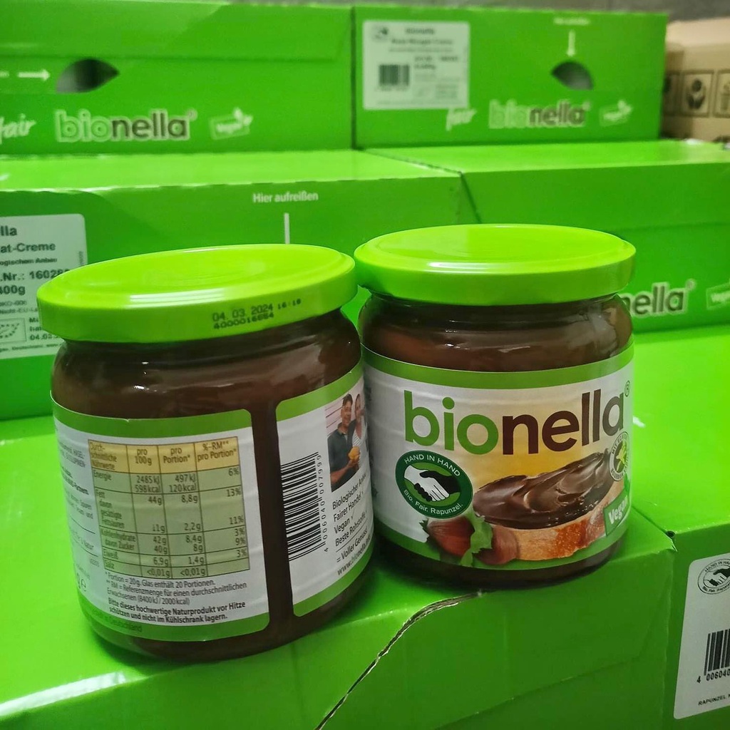 Kem bơ hạt phỉ cacao hữu cơ thuần chay Bionella - 400GR