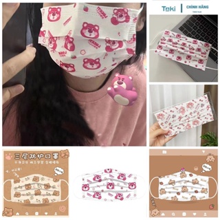 [Set 10 cái] Khẩu trang y tế gấu cute TAKI hoạt tiết in hình họa tiết đáng yêu, vải lụa cao cấp xưởng phân phối