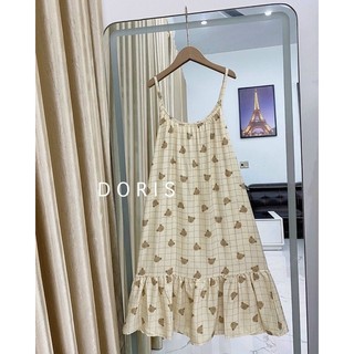 Đầm/Váy Ngủ Hai Dây Chất Đũi Lụa Dễ Thương Mặc Nhà