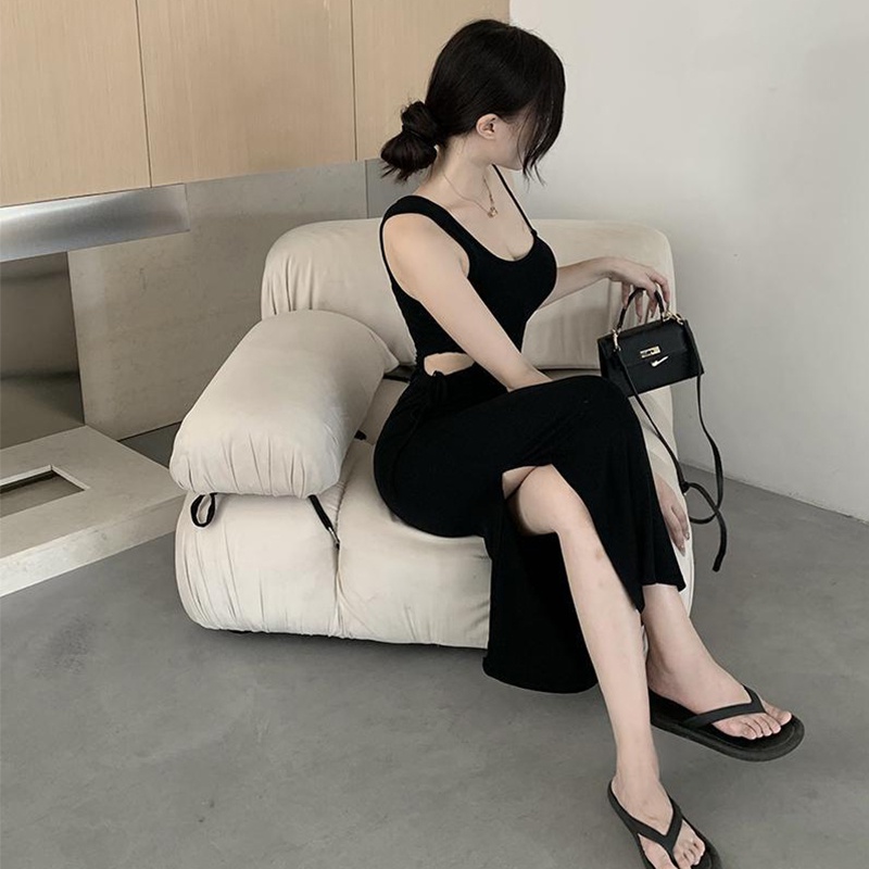 Đầm hai dây XINLANYASHE dáng lửng xẻ tà lưng vừa thời trang Hàn Quốc 2023 gợi cảm dành cho nữ