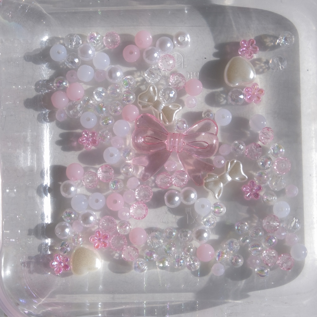 Dây chuyền hạt cườm màu sắc pastel hoạ tiết nơ phong cách y2k | SWEET VALENTINE NECKLACE