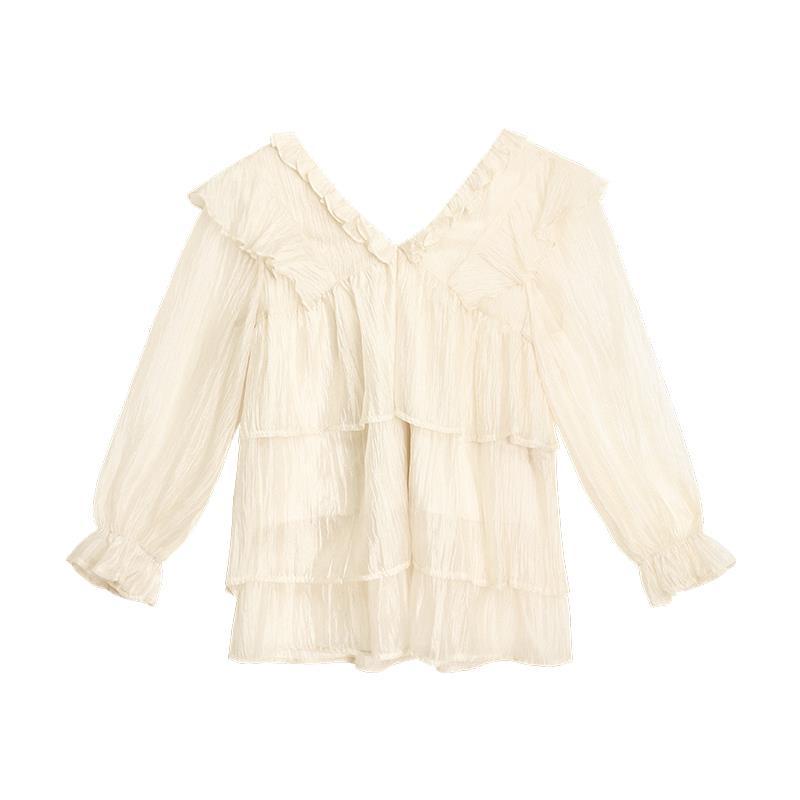 Áo Sơ Mi Chiffon Tay Dài Dáng Rộng Phong Cách Hàn Quốc Thời Trang Mùa Thu 2023 Cho Nữ