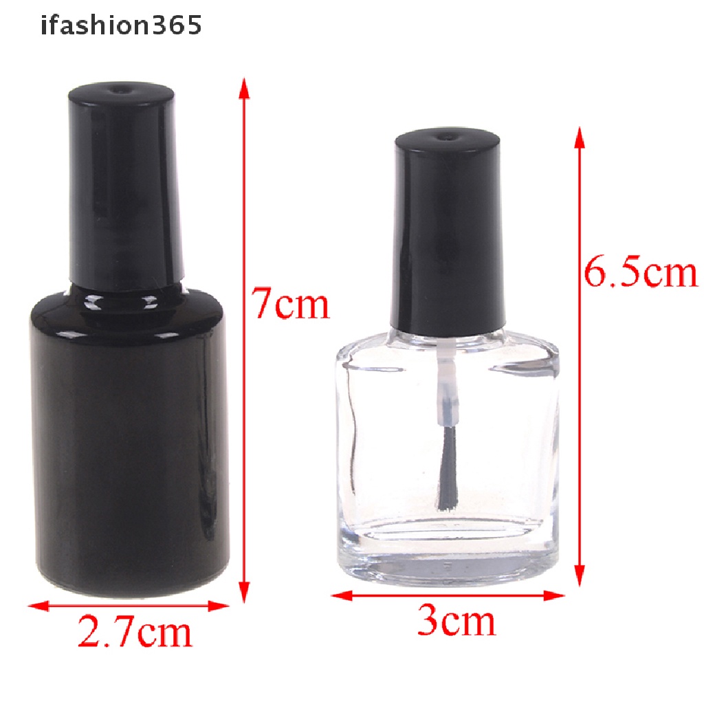Lọ Thủy Tinh Rỗng Trong Suốt Có Cọ Quét Sơn Móng Tay 10 / 15ml ifashion365